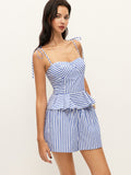 Ensemble short et top péplum rayé