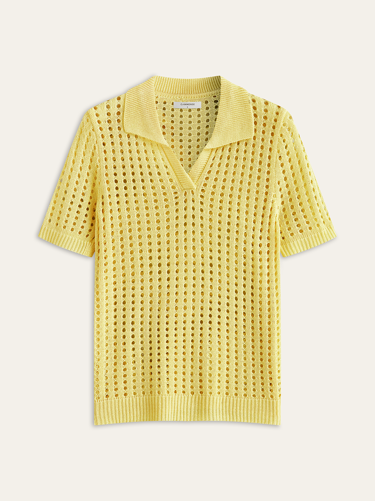 Openwork Knit Polo Top