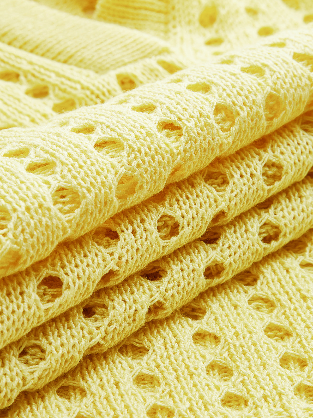 Openwork Knit Polo Top