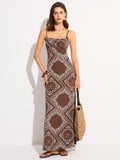 Paisley-Maxikleid mit Spaghettiträgern