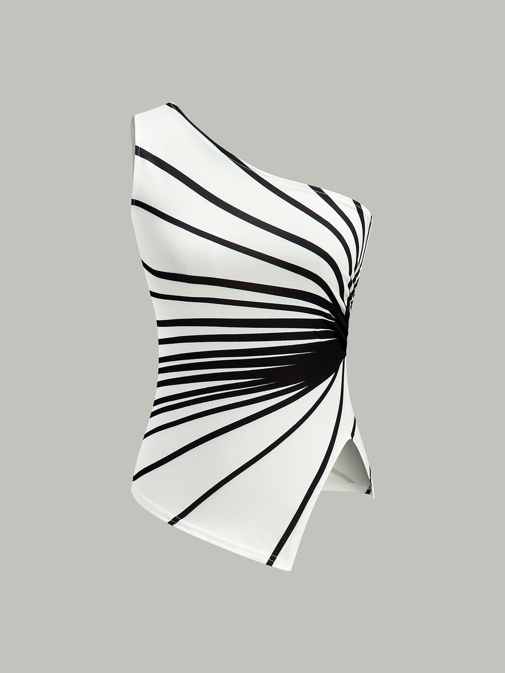 Asymmetrisches, gestreiftes One-Shoulder-Top