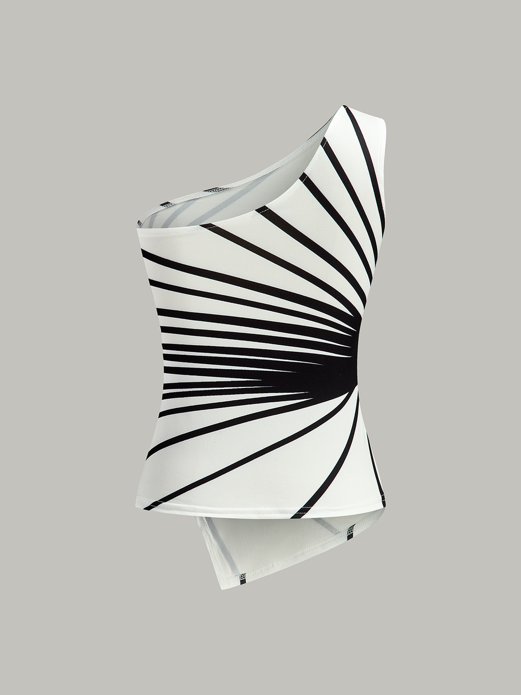 Asymmetrisches, gestreiftes One-Shoulder-Top