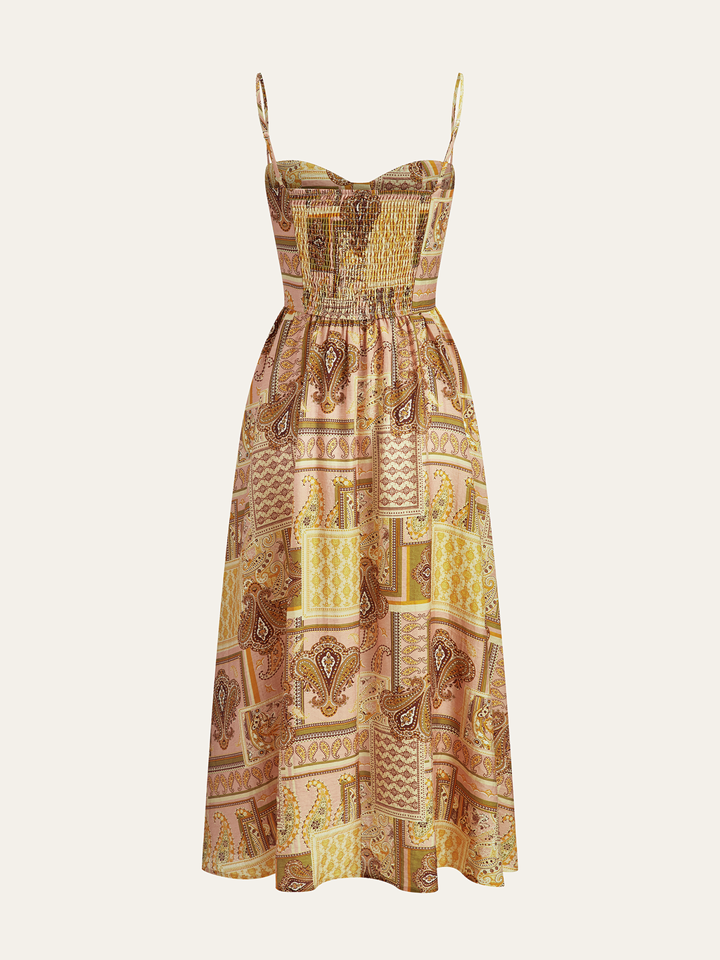 Spaghettiträger-Midikleid mit Paisleymuster