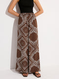 Hose mit weitem Bein, Paisley-Print und Taschen