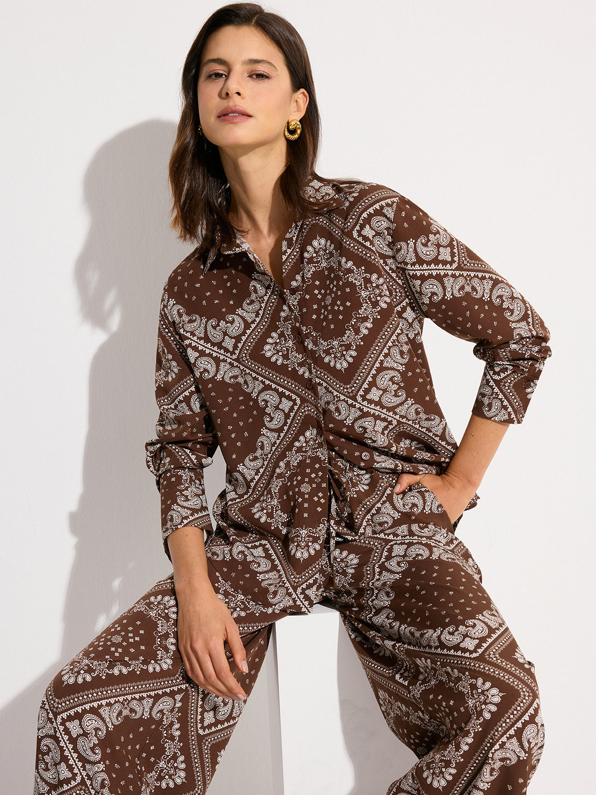 Oversize-Hemd mit Paisley-Print