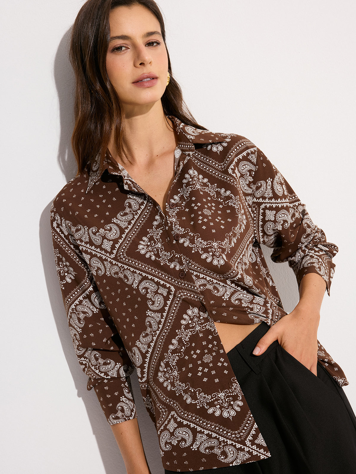 Oversize-Hemd mit Paisley-Print