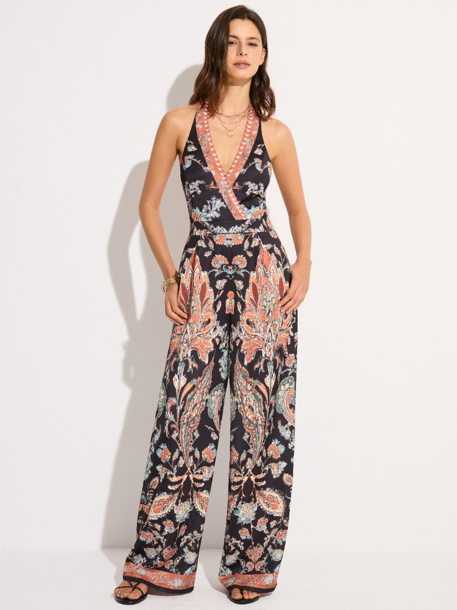 Paisley Print Halter Jumpsuit