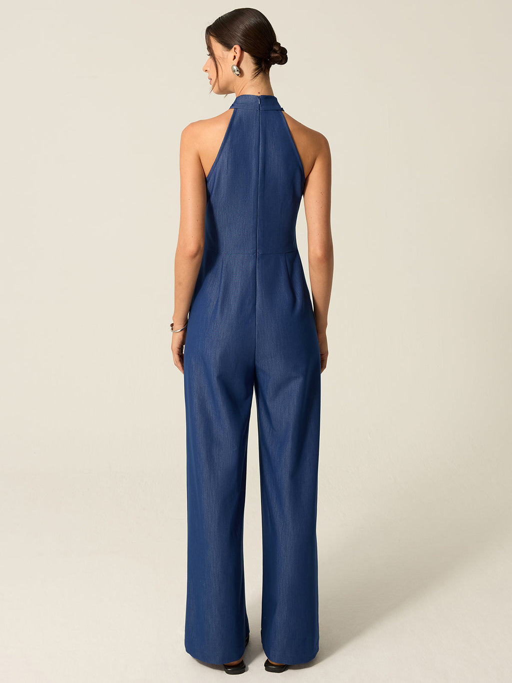 Pocketed Halter Wide-Leg Jumpsuit