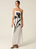 Trägerloses Maxikleid mit Blumenmuster