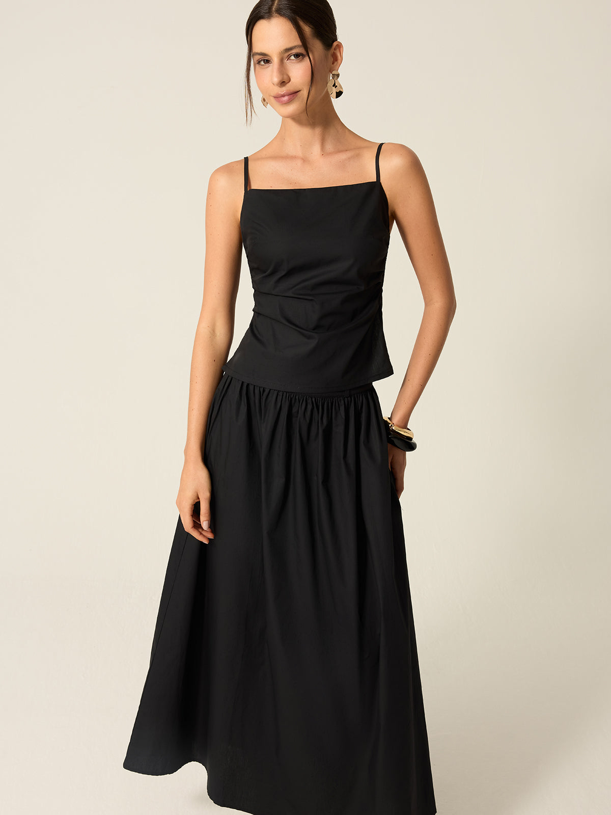 Ensemble jupe dos nu à bretelles spaghetti 