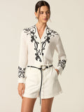 Bestickte Bluse aus Baumwolle und Leinen