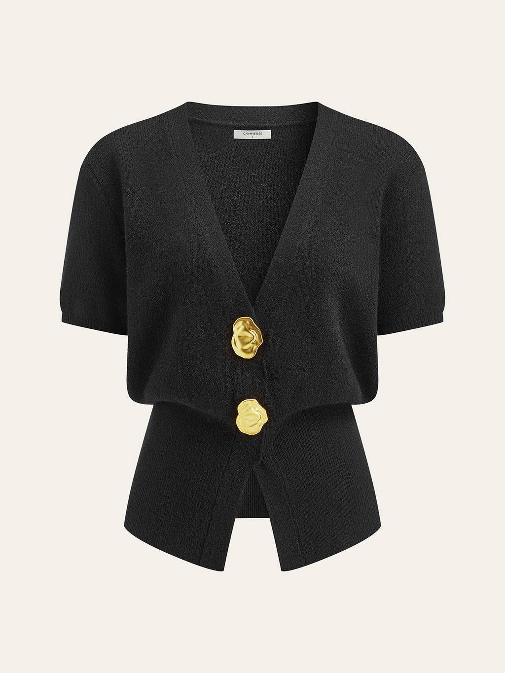 Pull col en V avec boutons métalliques