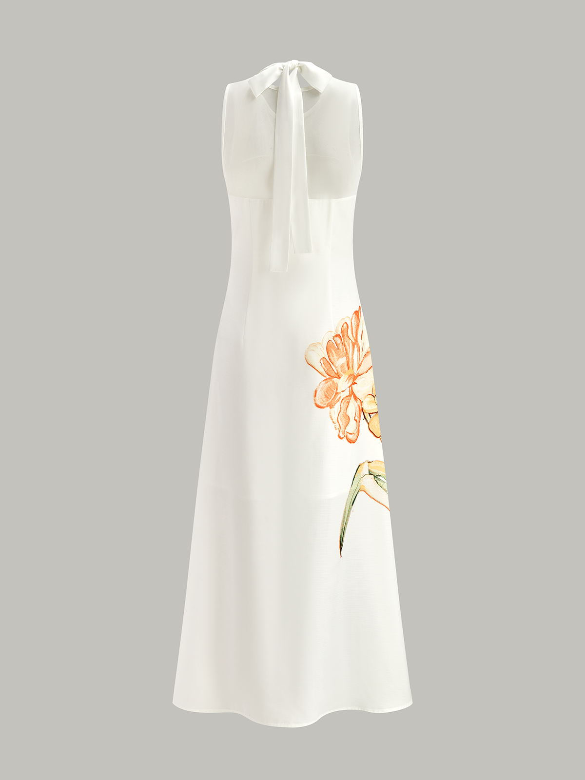 Robe longue à motif floral et col montant (dos nu)