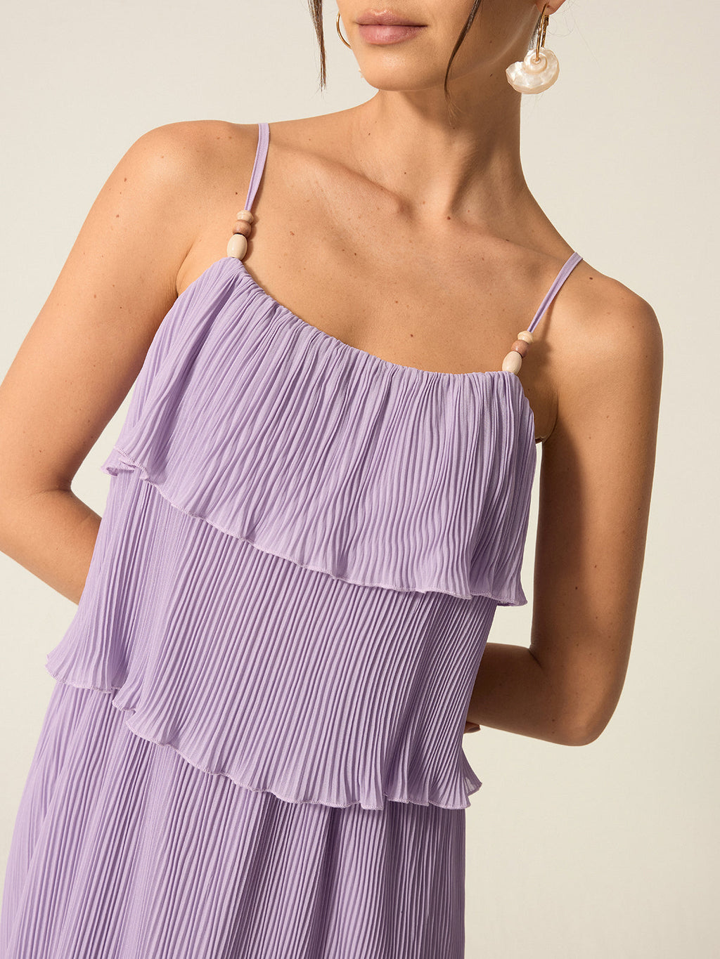 Robe longue plissée à plusieurs niveaux
