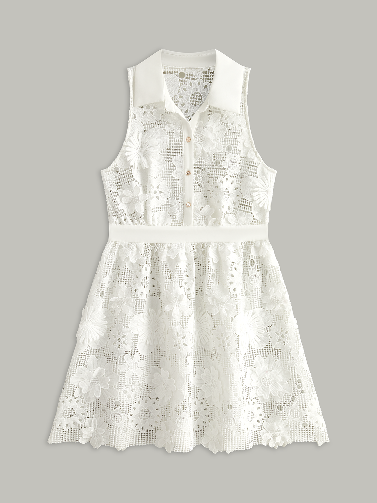 Semi Sheer 3D Flowers Mini Dress