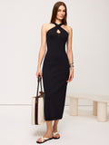 Maxikleid aus Strick mit Wickelausschnitt