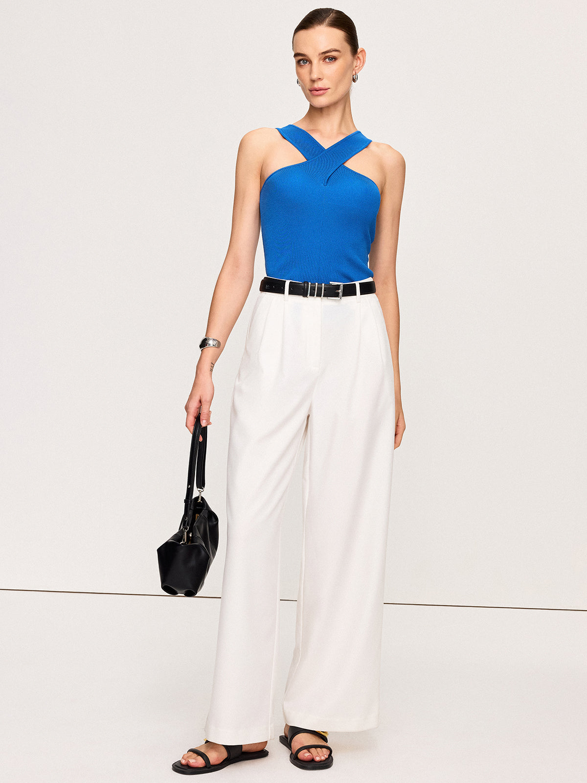 Cross-Over Neckline Knit Top