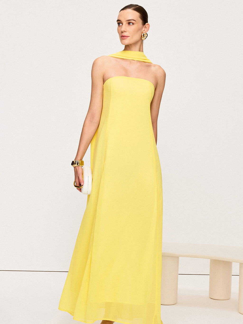 Neckholder Chiffon Maxikleid