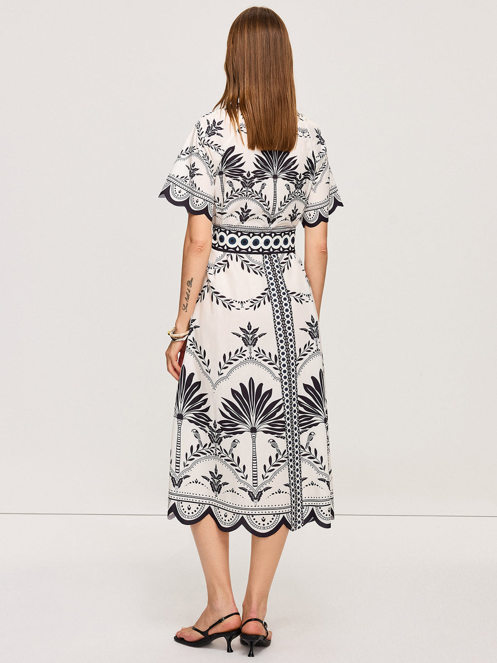 Robe midi fleurie bohème col en V