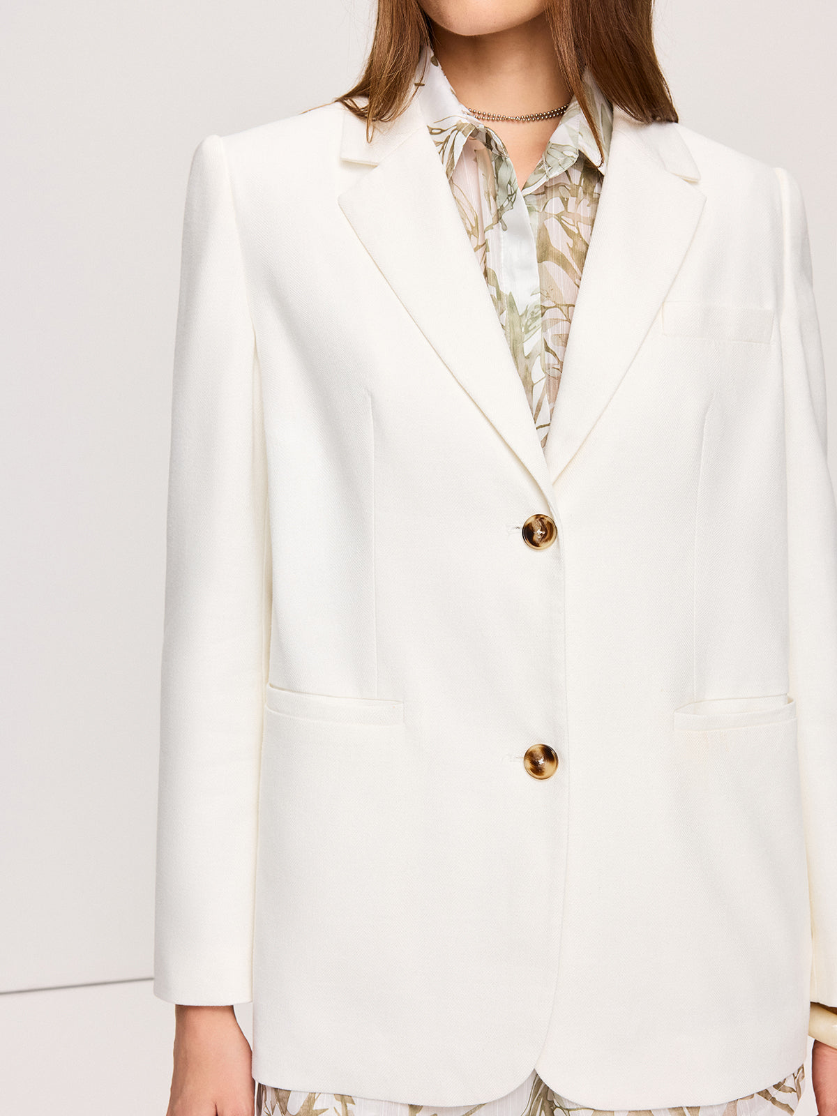 Blazer cintré en lin et coton