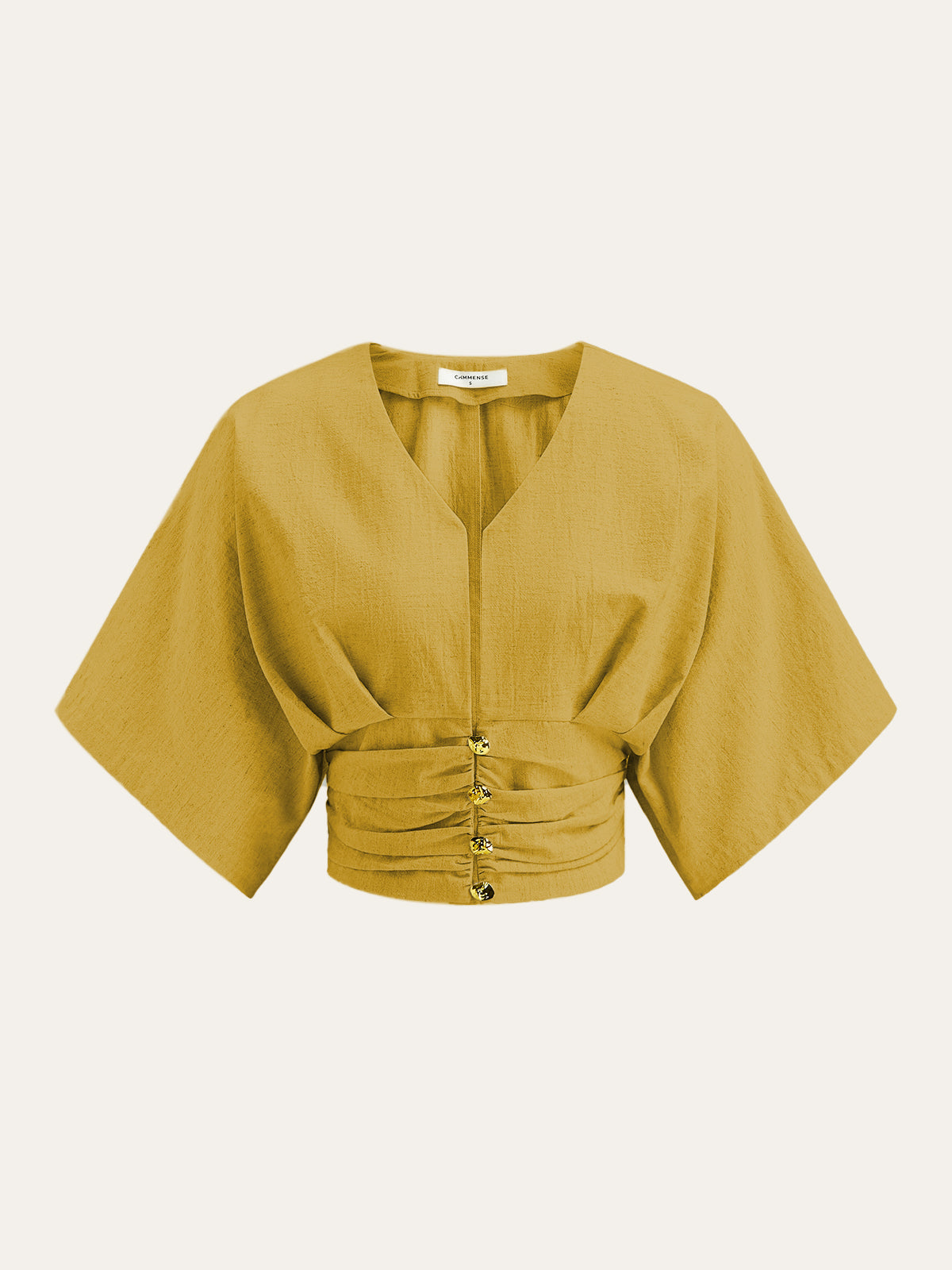 Haut à manches kimono en coton et lin 