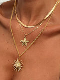 Mehrlagiges Gold-Halsketten-Set mit Sonne und Seestern