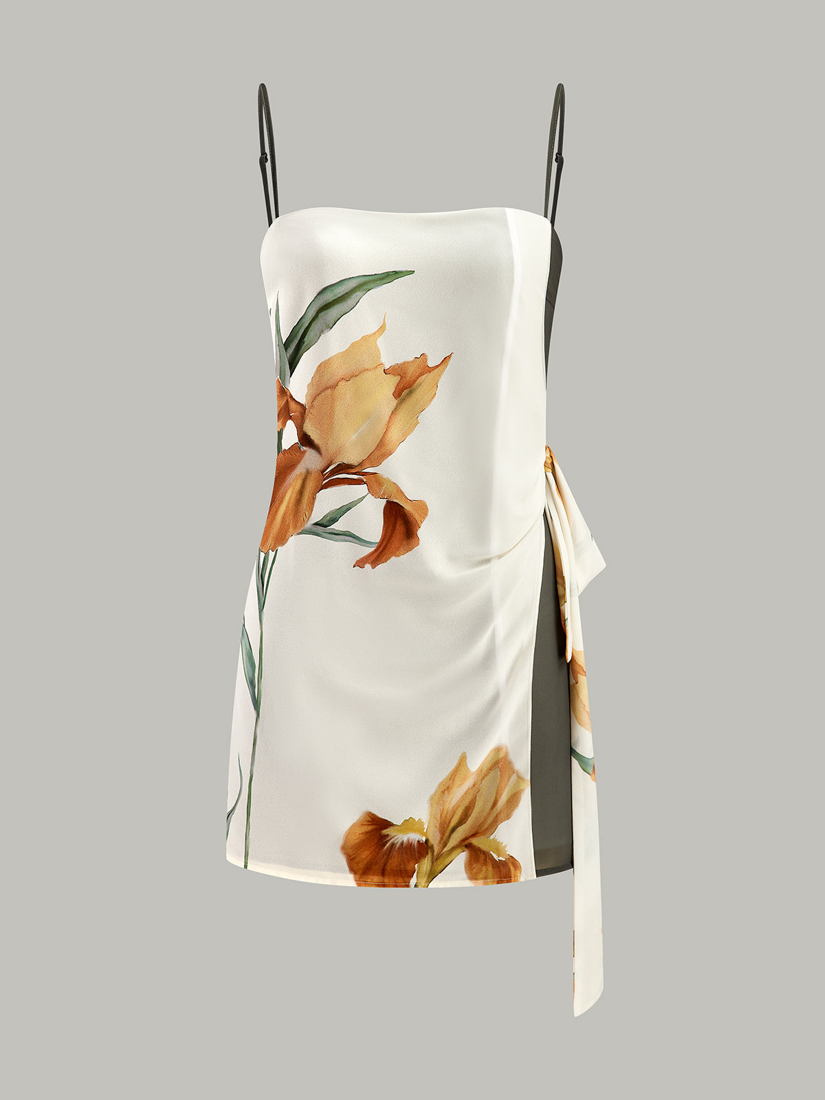 Robe à bretelles fines à imprimé floral et nœud sur le côté 