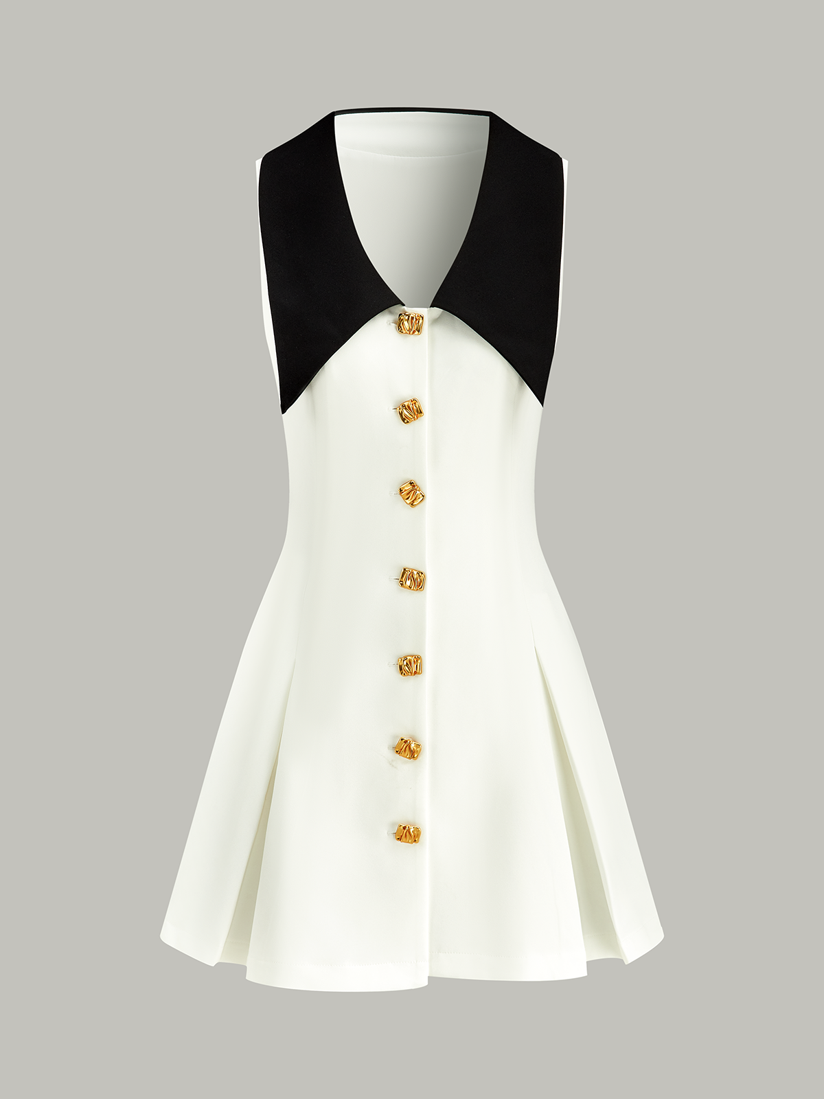 Midikleid mit Colorblock-Design und goldenen Knöpfen