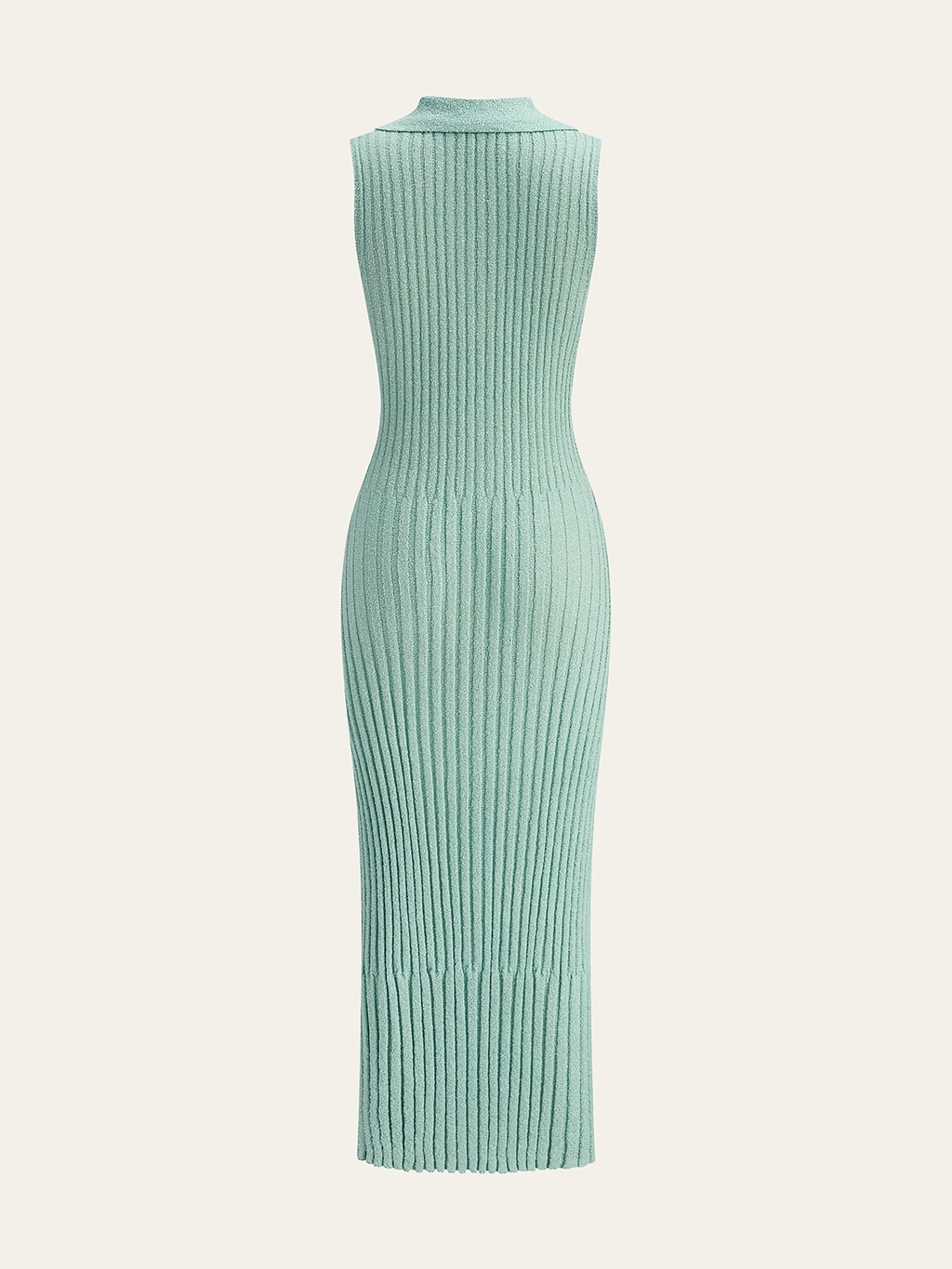 Robe mi-longue en maille côtelée texturée avec col polo