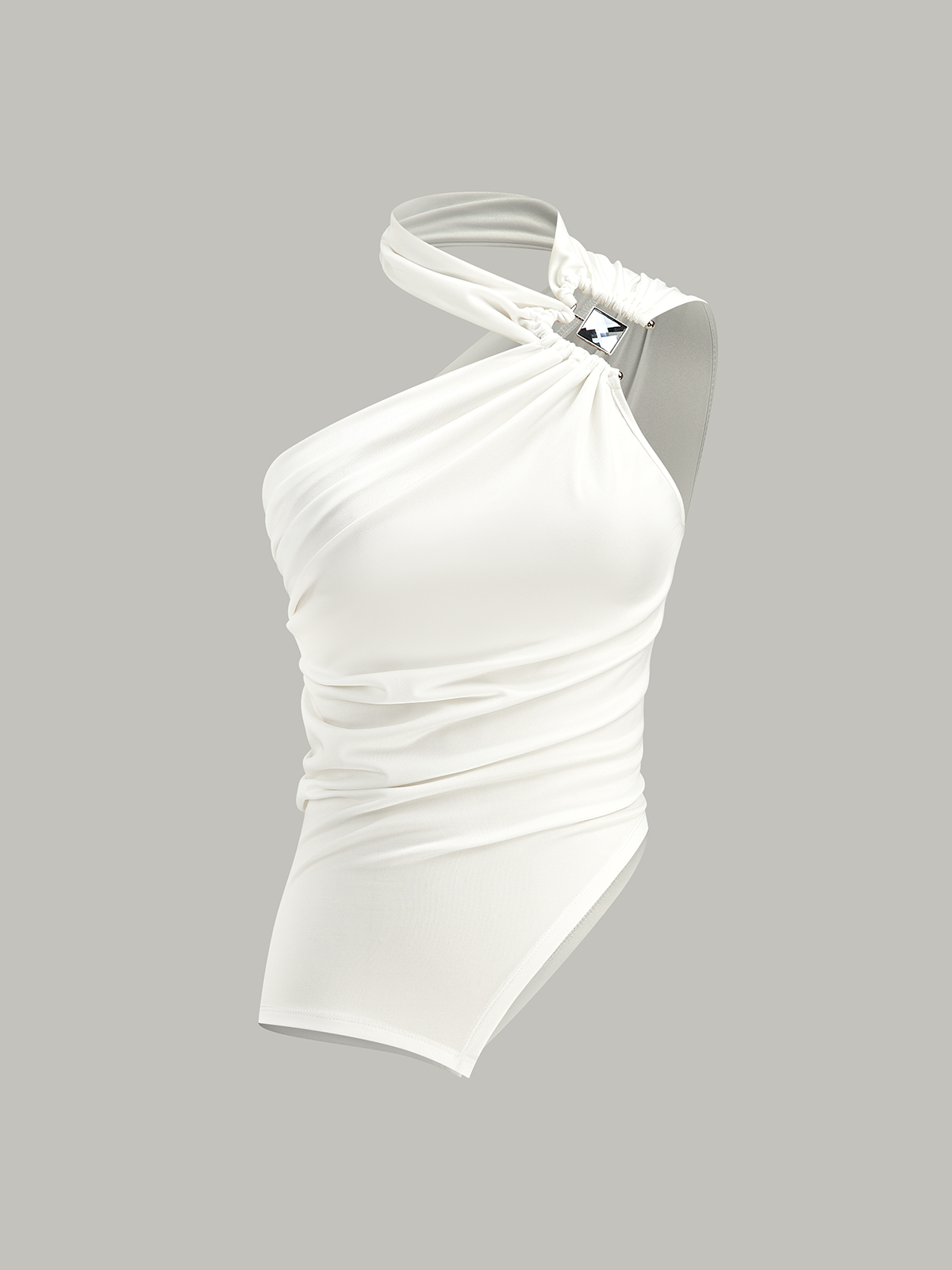 Asymmetrisches Neckholder-Top mit Raffungen