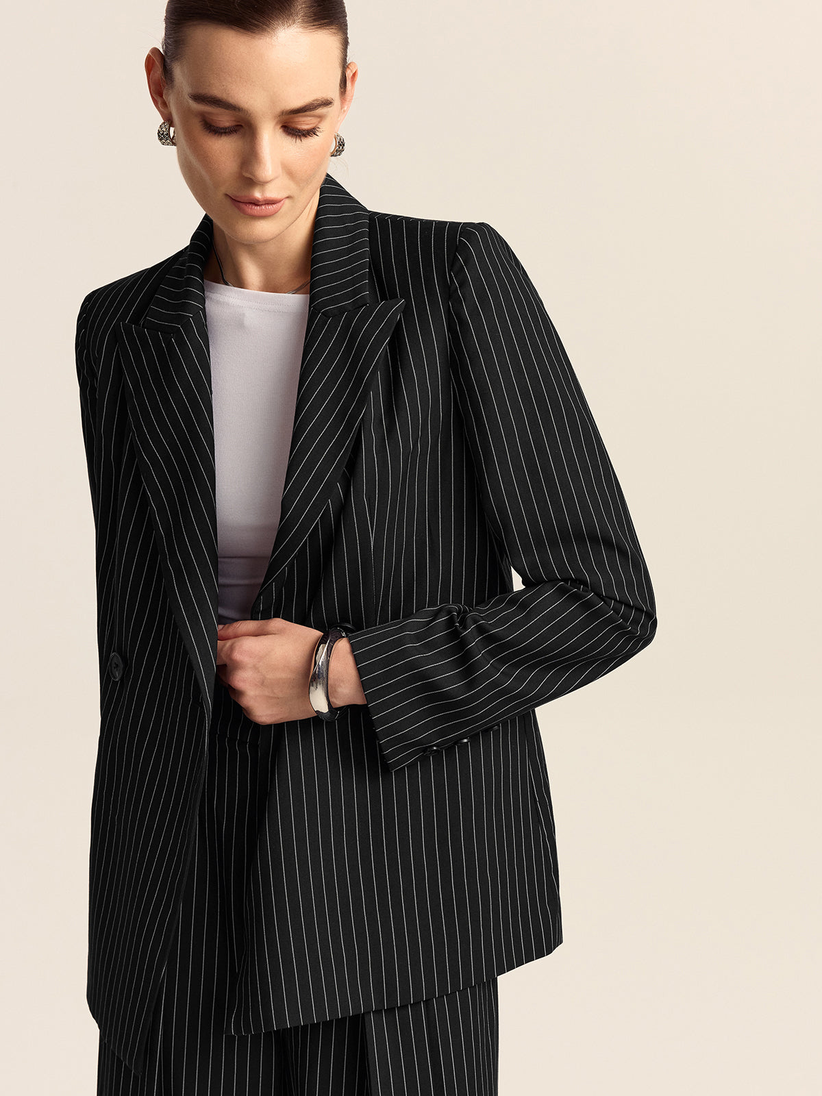 Striped Double-Breasted Blazer