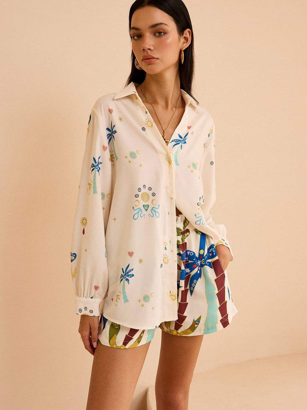 Tropical Print Shorts Set