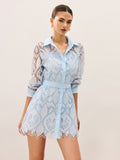 2-in-1 Transparenter Mini-Spitzenkleid