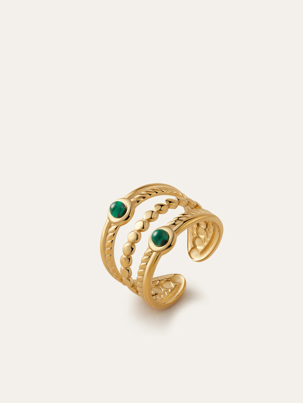 Smaragd-Akzent Multi-Band Goldring
