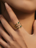 Smaragd-Akzent Multi-Band Goldring