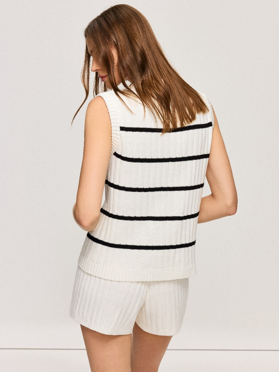 Ensemble gilet et short en maille rayée
