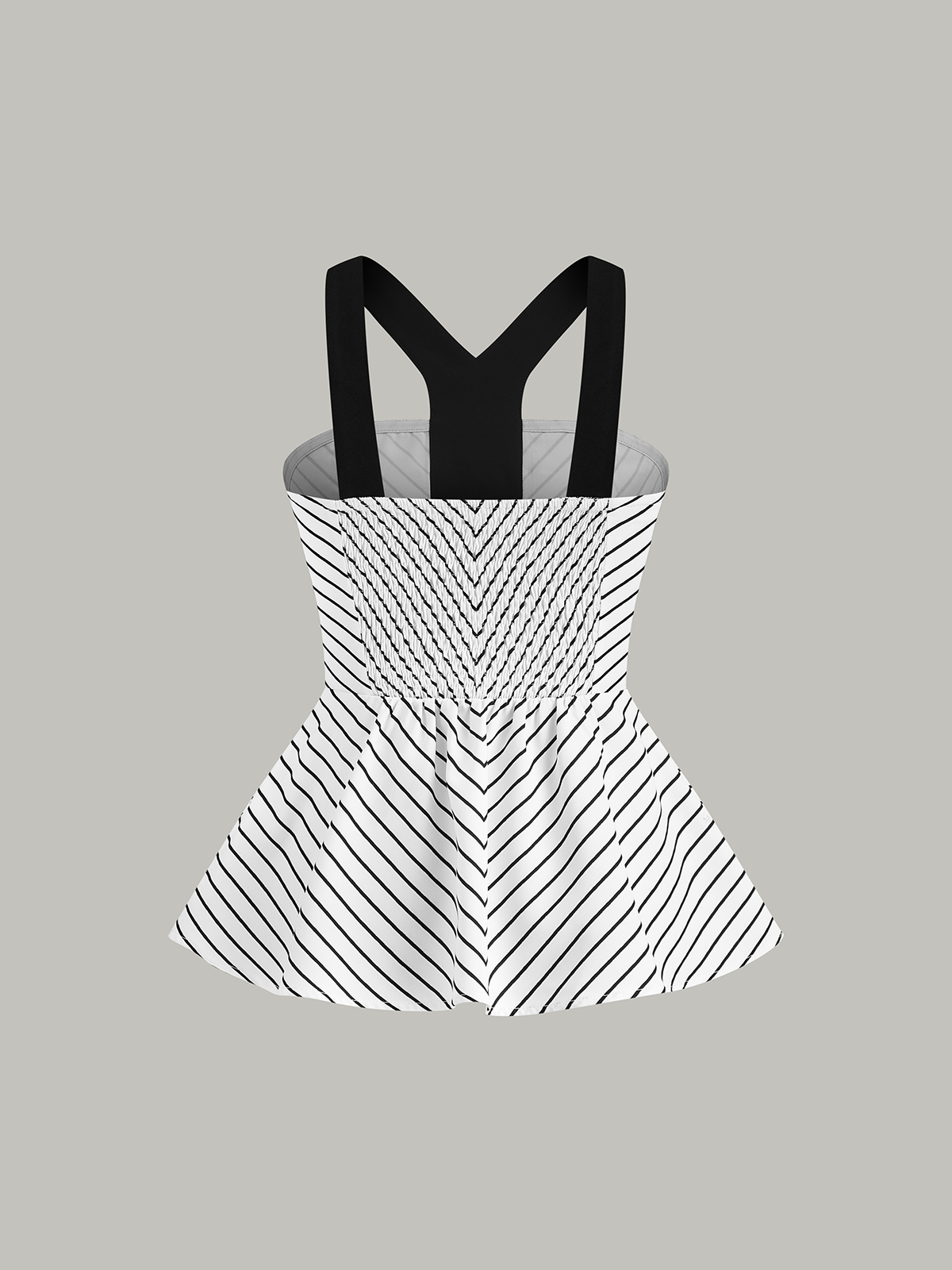 Striped Peplum Top with Contrast Straps