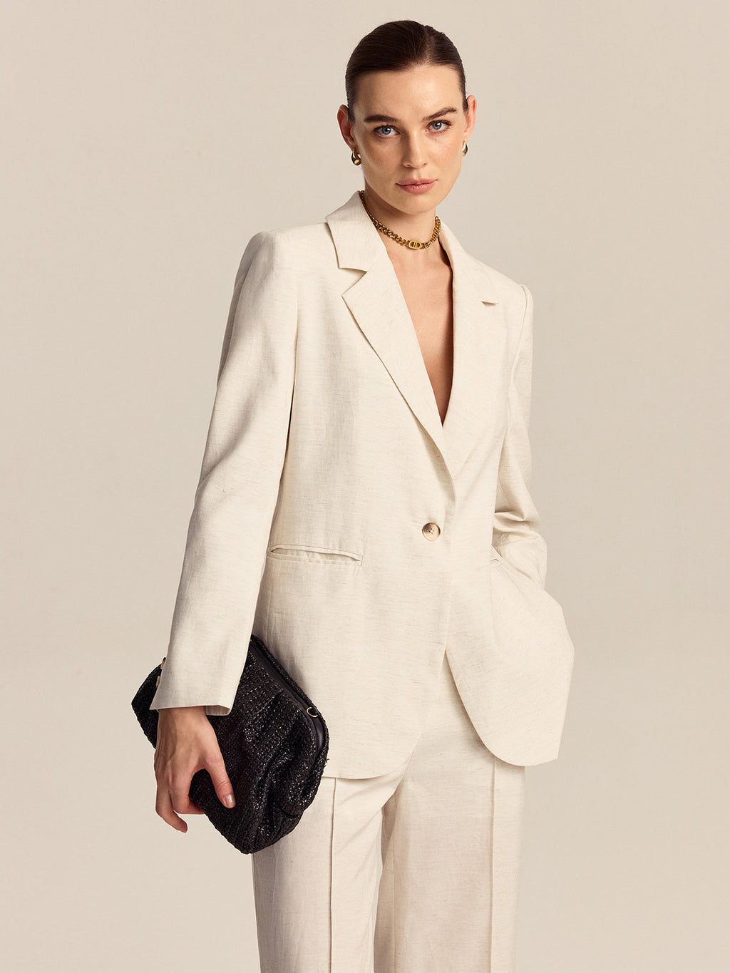 Blazer aus Tencel-Leinen-Mix