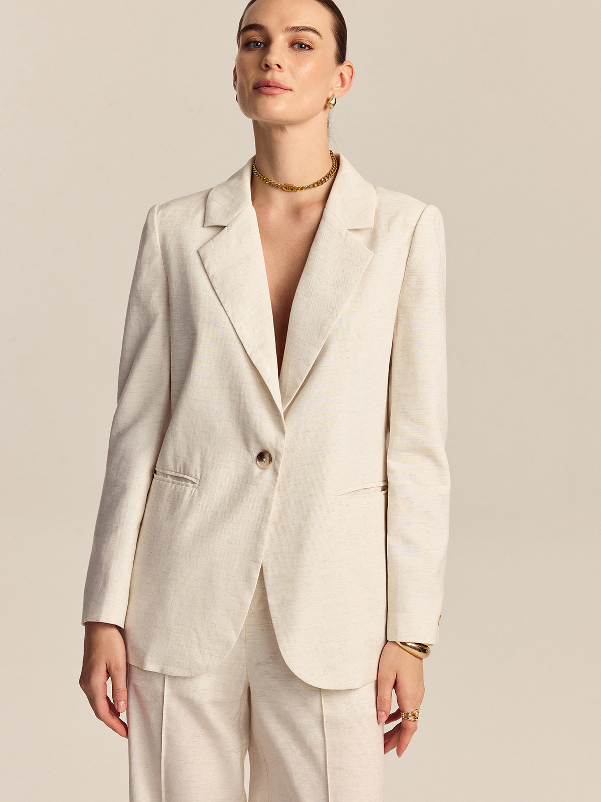 Blazer aus Tencel-Leinen-Mix
