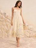 Robe midi brodée de fleurs