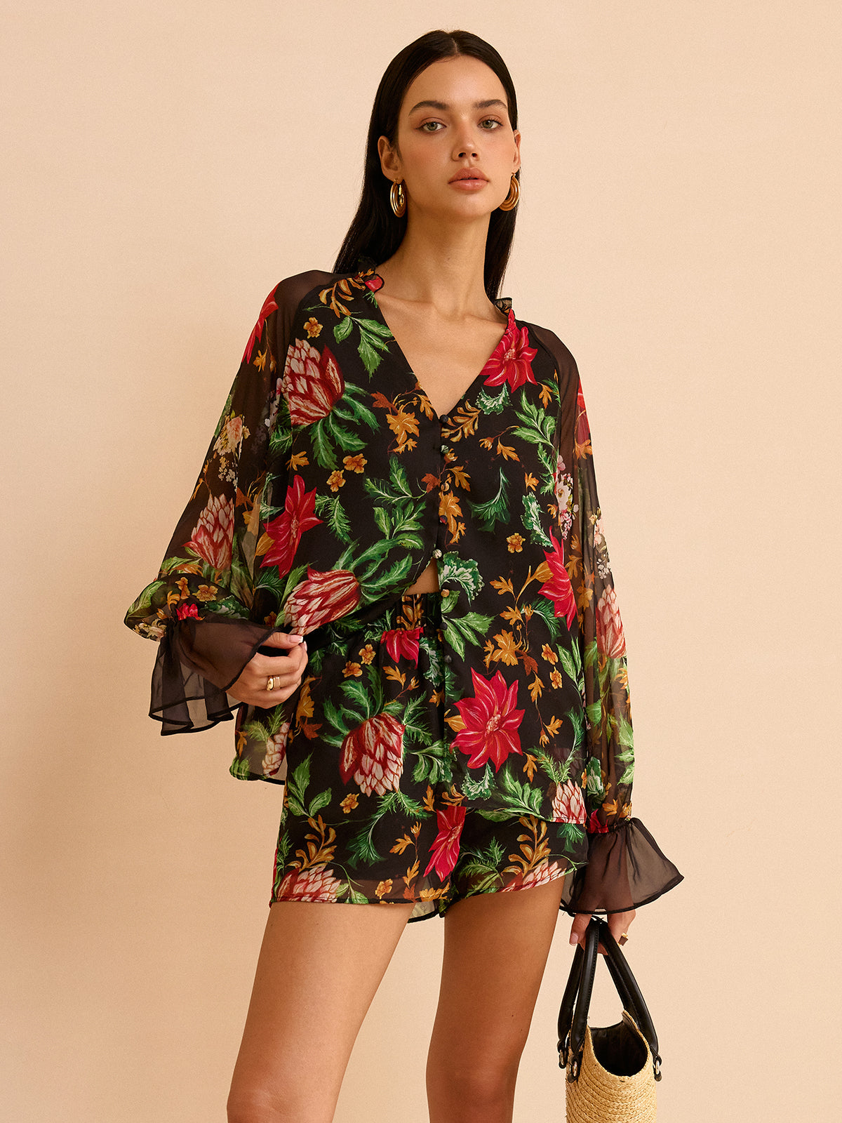 Chiffonbluse mit Blumenmuster