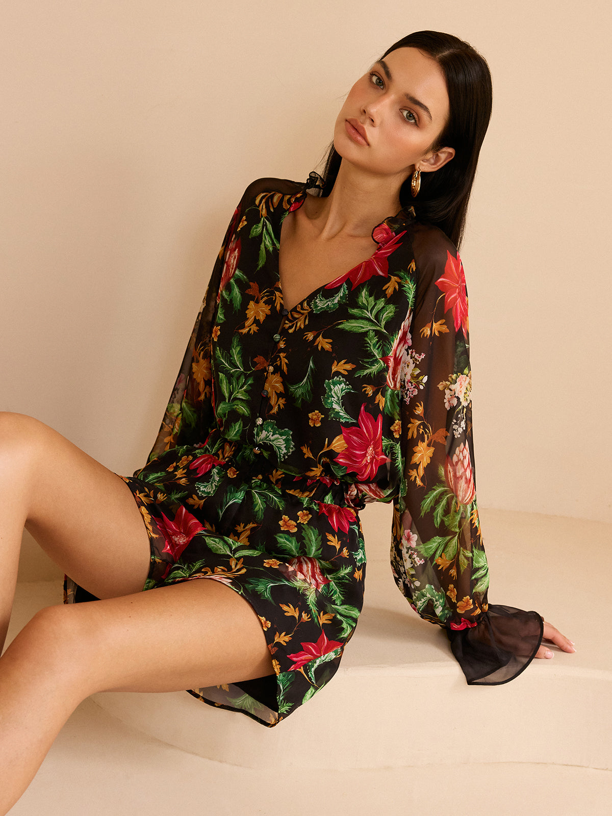 Chiffonbluse mit Blumenmuster