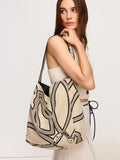 Sac cabas en lin et coton imprimé chaîne