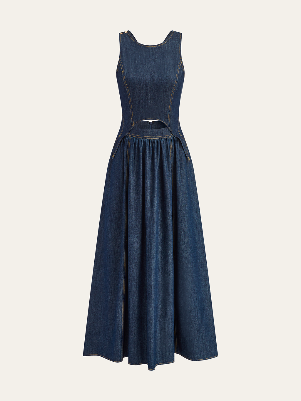 Jeans-Cut-Out-Midikleid