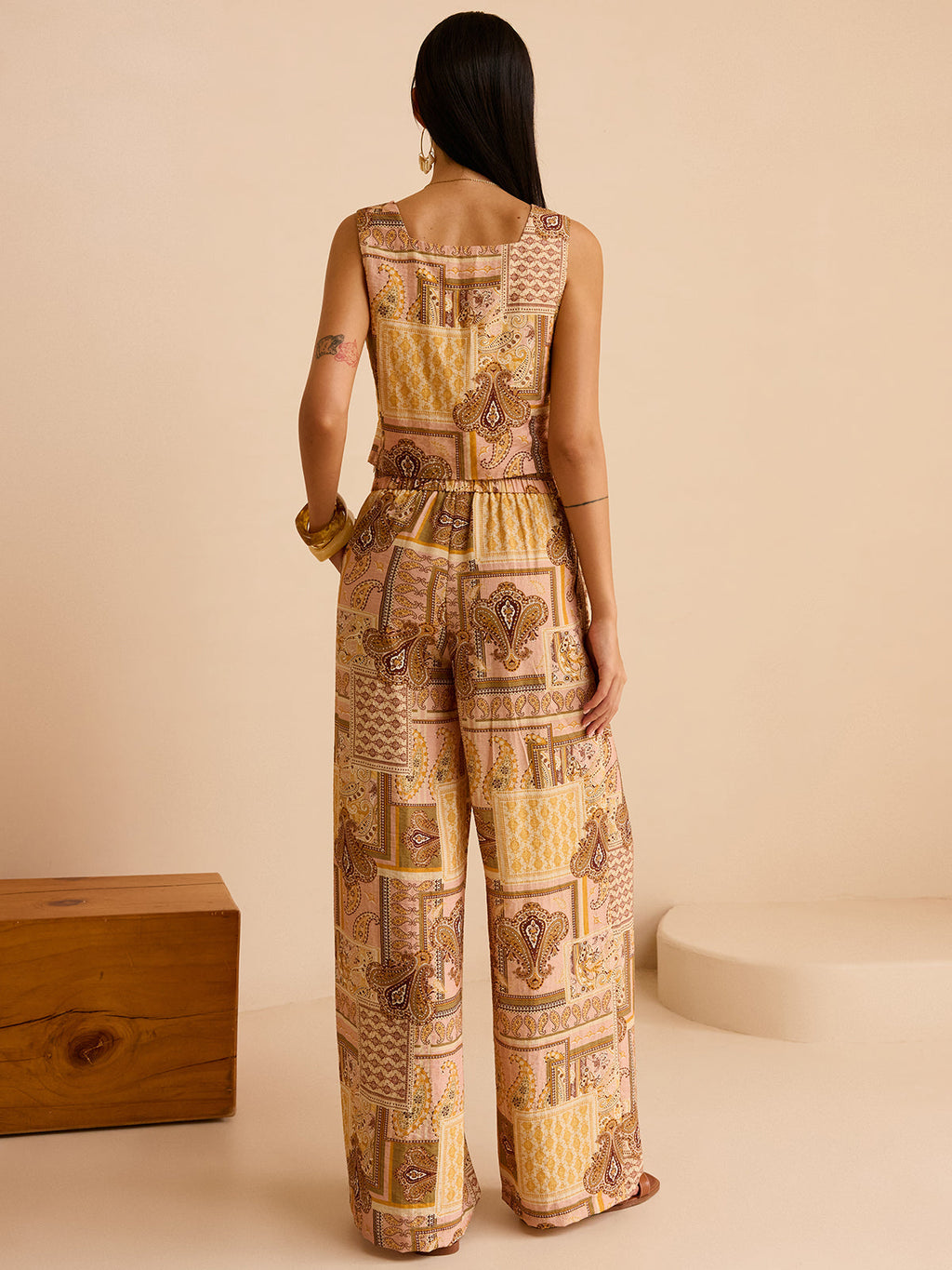 Ensemble pantalon imprimé ethnique