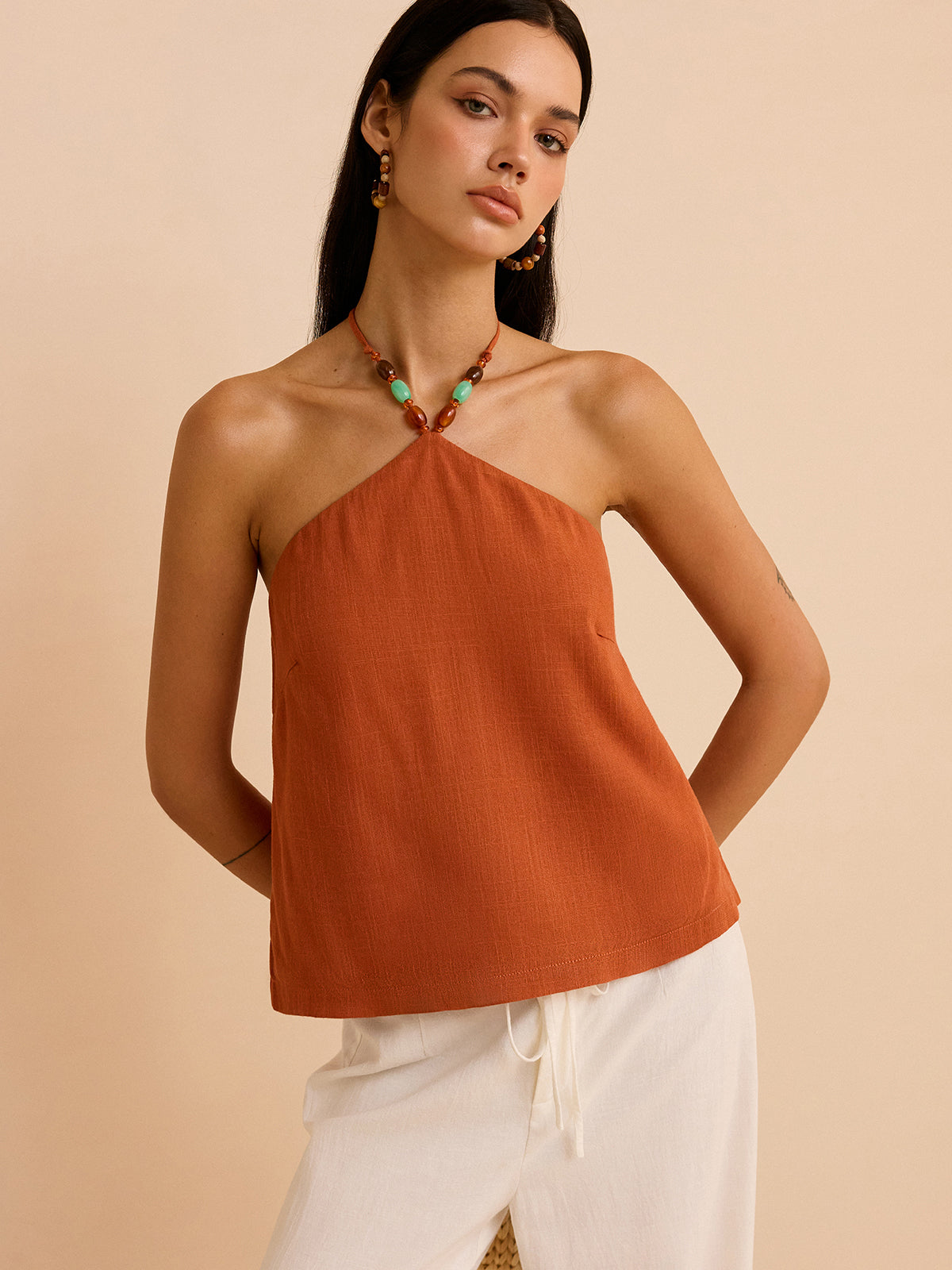 Linen & Cotton Halter Top