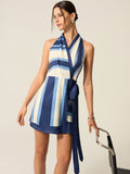 Gestreiftes Neckholder-Minikleid