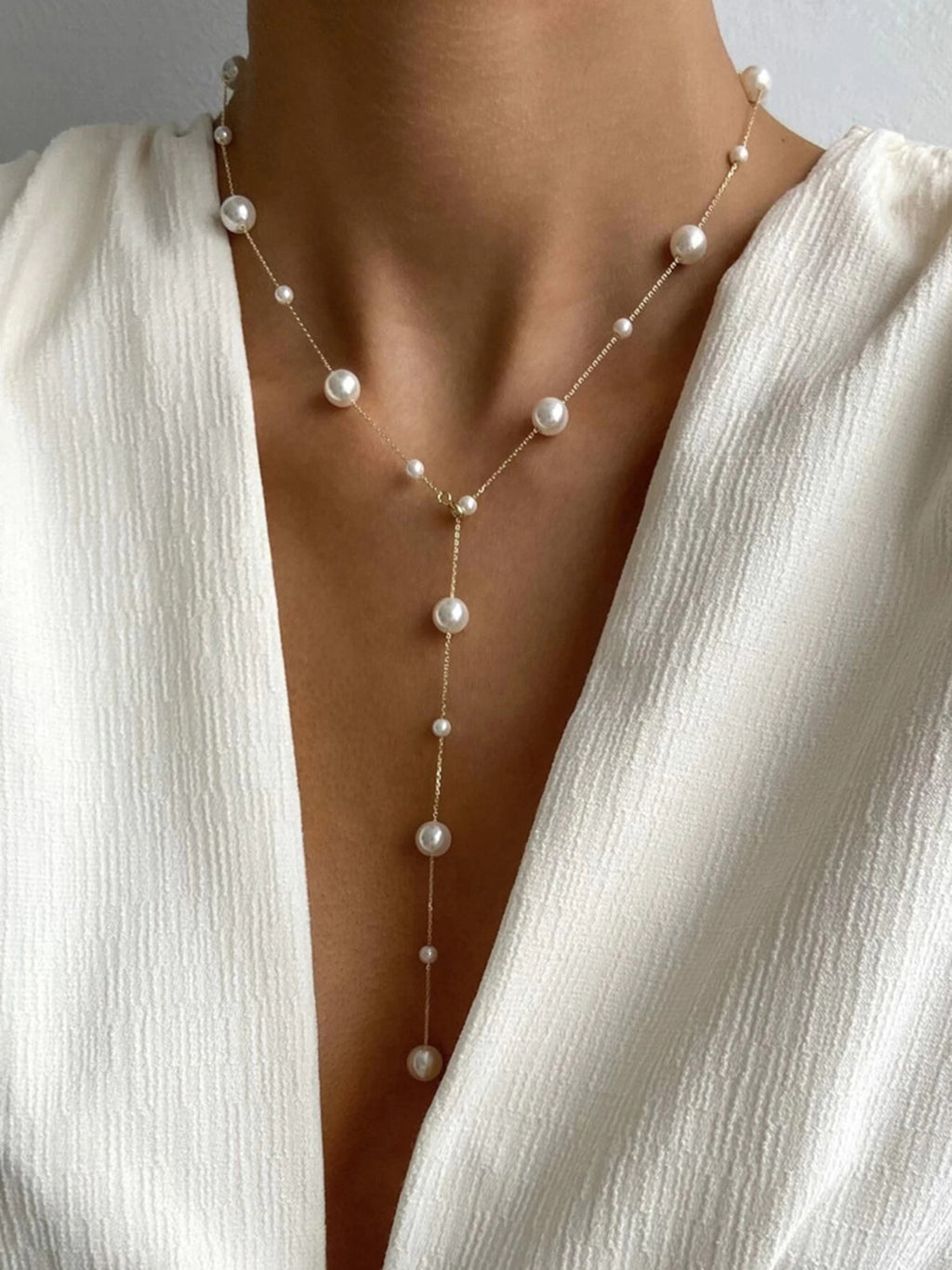 Collier en Y Goutte de Perle