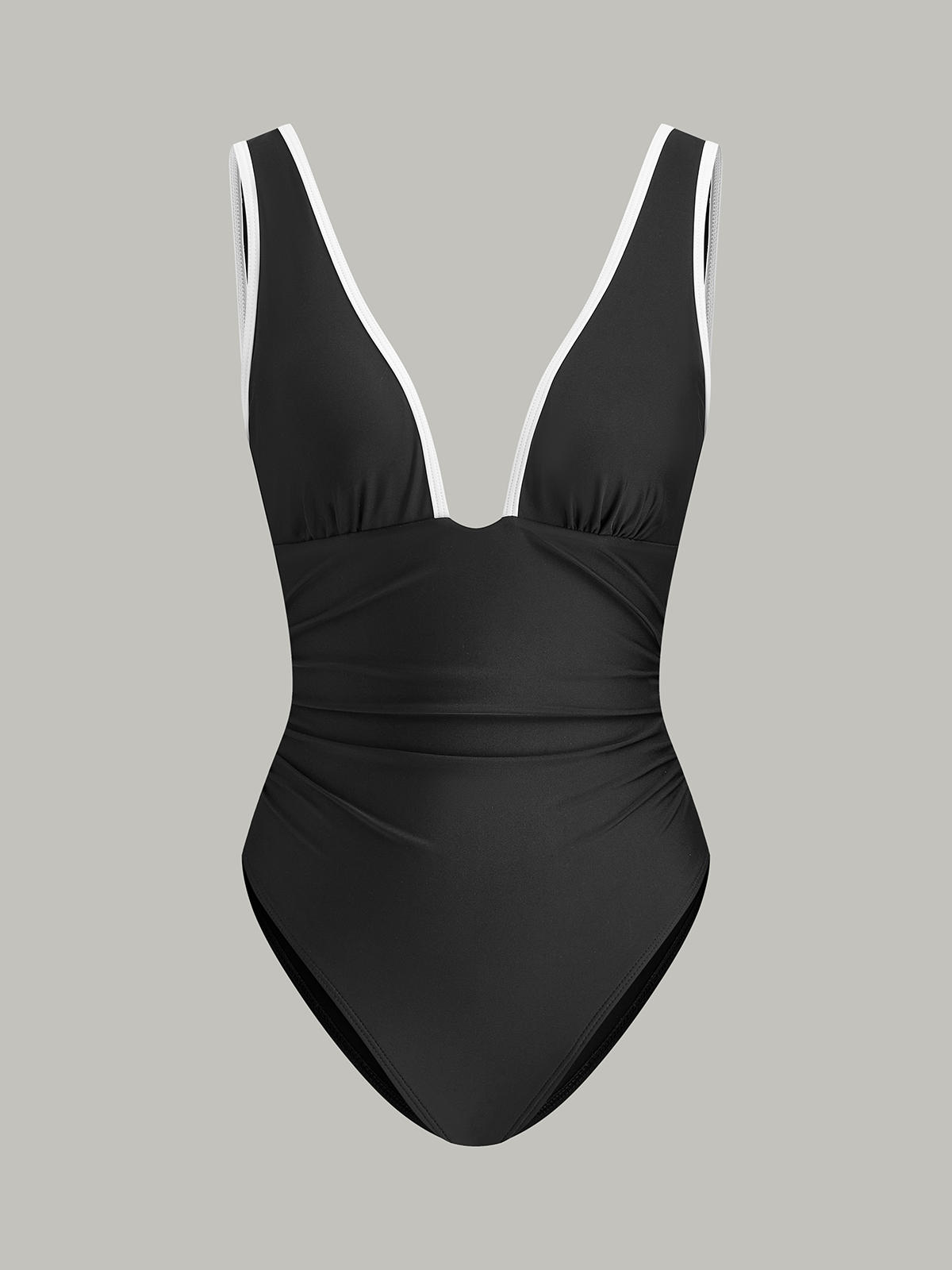 Maillot de bain une pièce froncé à décolleté en V profond