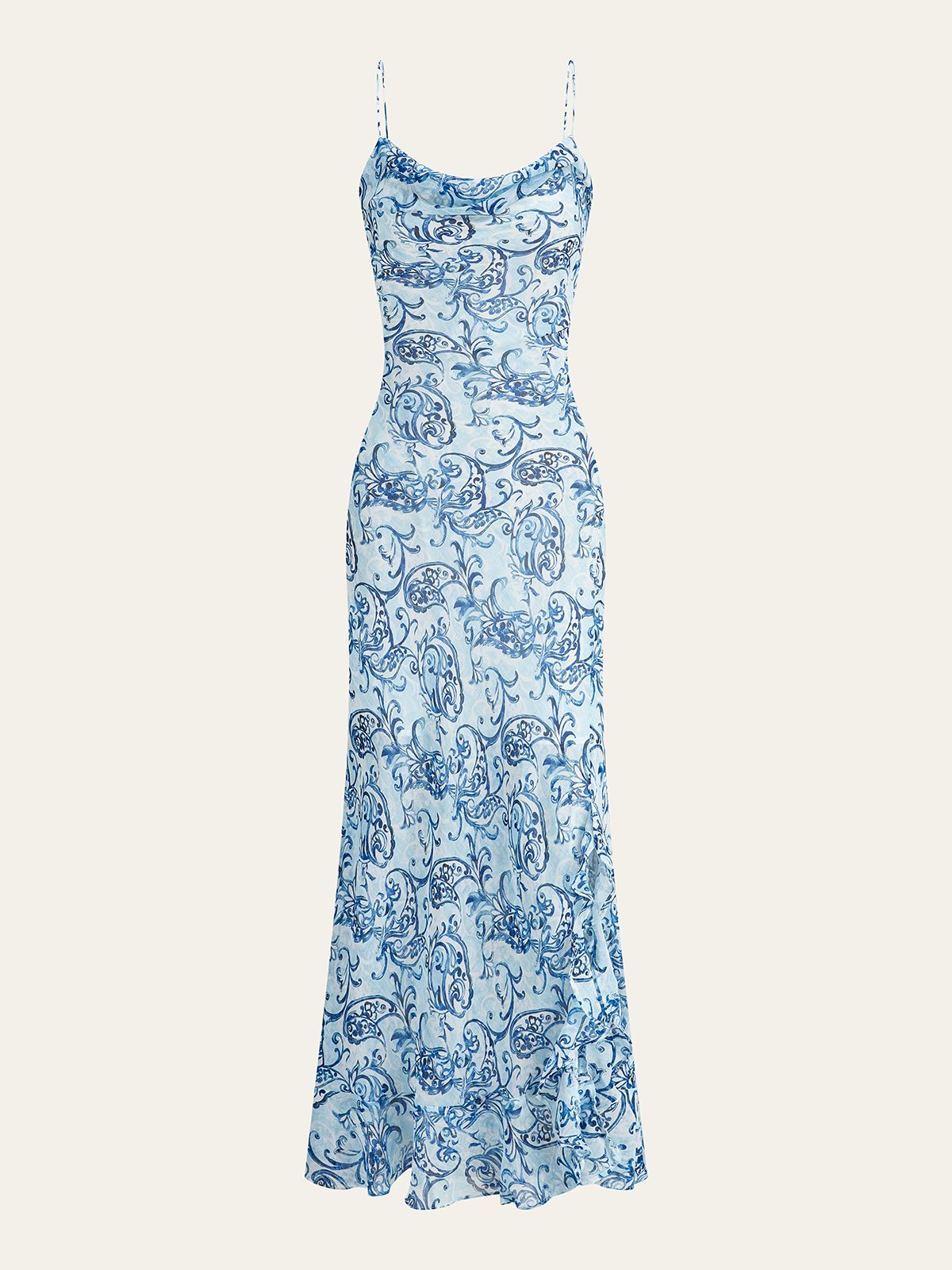 Robe longue dos nu à imprimé cachemire